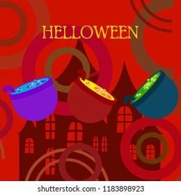 Halloween pot with potion night vector