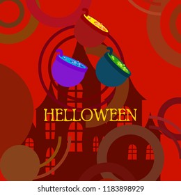 Halloween pot with potion night vector