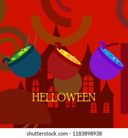 Halloween pot with potion night vector