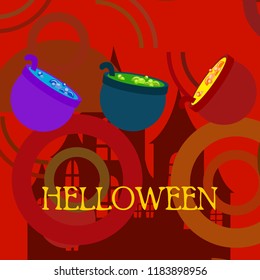 Halloween pot with potion night vector