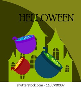 Halloween pot with potion night vector