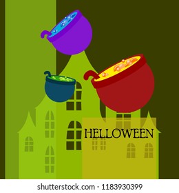 Halloween pot with potion night vector
