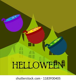 Halloween pot with potion night vector