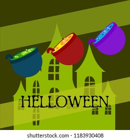 Halloween pot with potion night vector