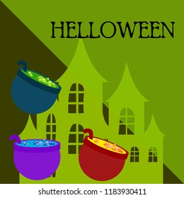 Halloween pot with potion night vector