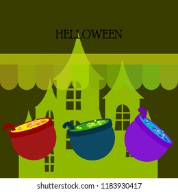 Halloween pot with potion night vector