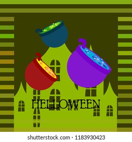 Halloween pot with potion night vector