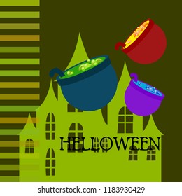 Halloween pot with potion night vector