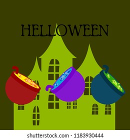 Halloween pot with potion night vector