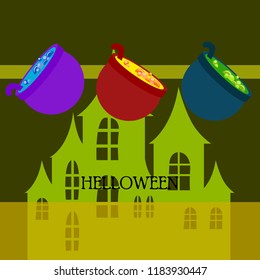 Halloween pot with potion night vector