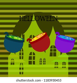 Halloween pot with potion night vector