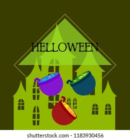 Halloween pot with potion night vector