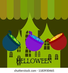 Halloween pot with potion night vector
