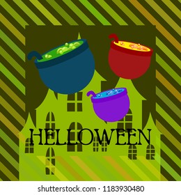 Halloween pot with potion night vector