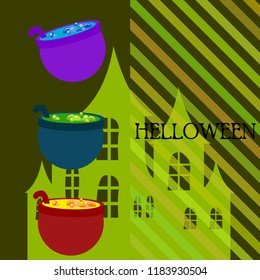 Halloween pot with potion night vector