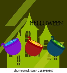Halloween pot with potion night vector