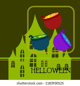 Halloween pot with potion night vector