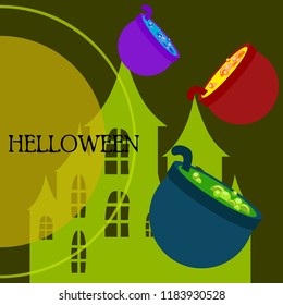 Halloween pot with potion night vector