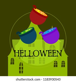 Halloween pot with potion night vector