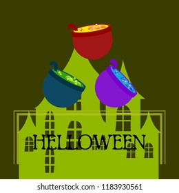 Halloween pot with potion night vector