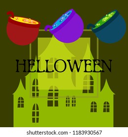 Halloween pot with potion night vector