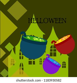 Halloween pot with potion night vector