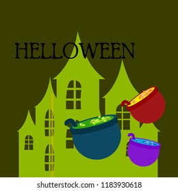 Halloween pot with potion night vector
