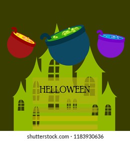 Halloween pot with potion night vector