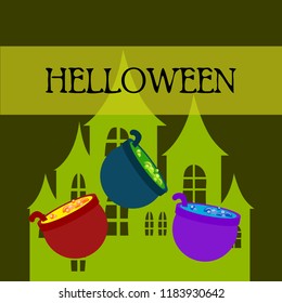 Halloween pot with potion night vector