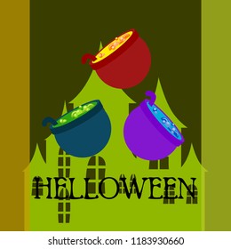Halloween pot with potion night vector