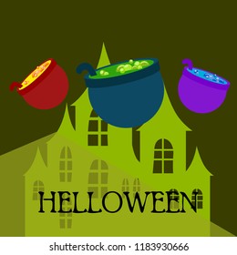 Halloween pot with potion night vector