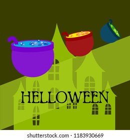 Halloween pot with potion night vector