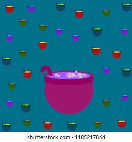 Halloween pot with potion night vector