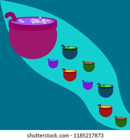 Halloween pot with potion night vector