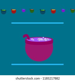 Halloween pot with potion night vector