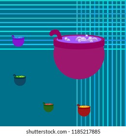 Halloween pot with potion night vector