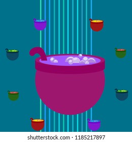 Halloween pot with potion night vector