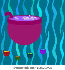 Halloween pot with potion night vector