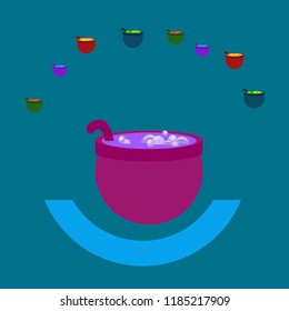 Halloween pot with potion night vector