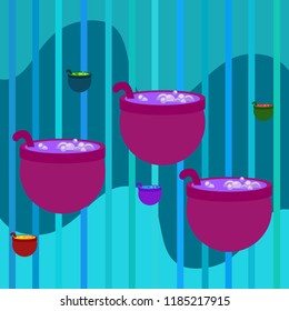 Halloween pot with potion night vector