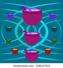 Halloween pot with potion night vector