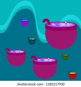 Halloween pot with potion night vector