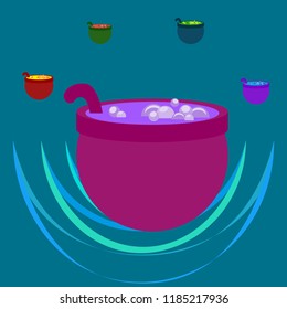 Halloween pot with potion night vector