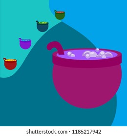 Halloween pot with potion night vector
