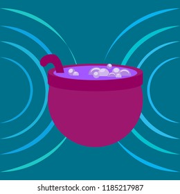 Halloween pot with potion night vector