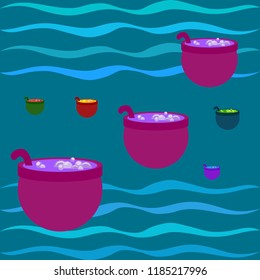 Halloween pot with potion night vector