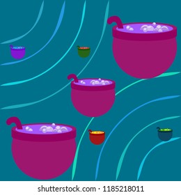 Halloween pot with potion night vector