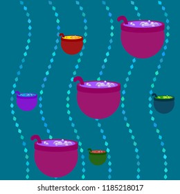 Halloween pot with potion night vector