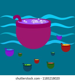 Halloween pot with potion night vector