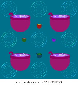 Halloween pot with potion night vector